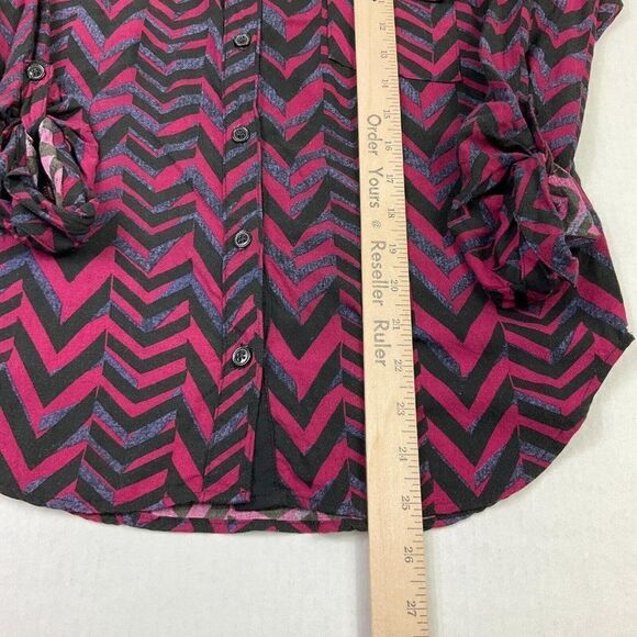 Splendid Womens Button Front Shirt Printed Long Sleeve Roll Tab Collared Top XS - Picture 6 of 11